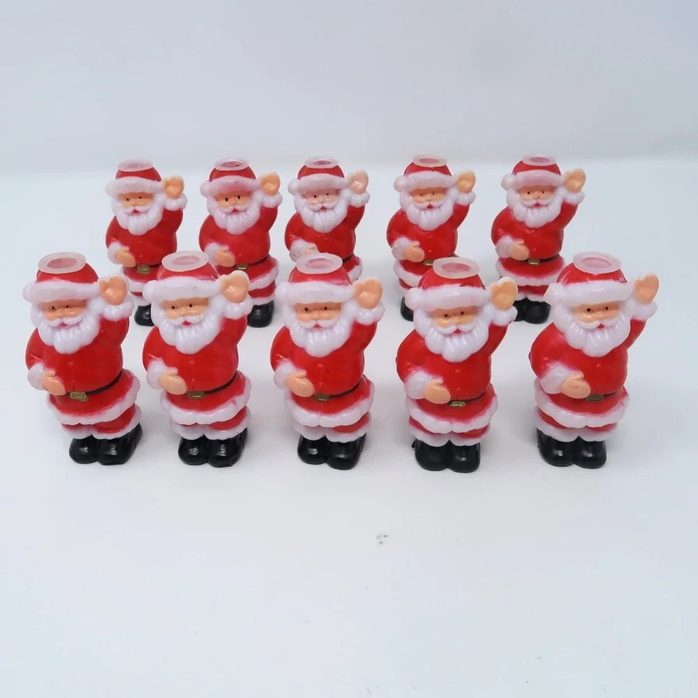 Vintage Santa Blow Mold Light Covers MCM Christmas Waving Santa Lot of 10